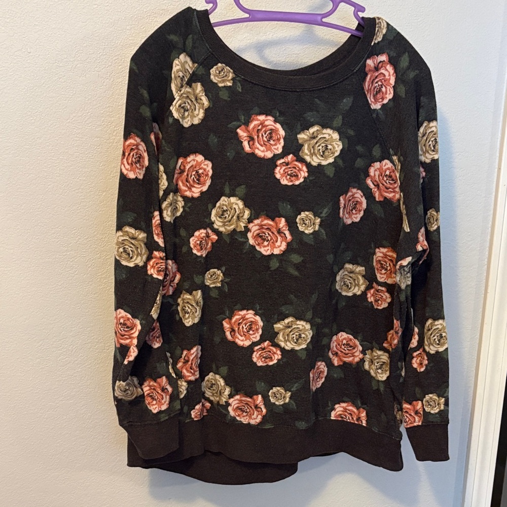 Torrid Black Floral Sweatshirt